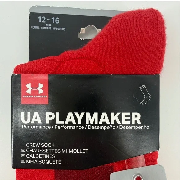 Under Armour UA Playmaker Red Crew Socks Men Size 12-16 - Picture 2 of 5
